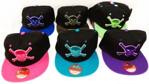 flat bill snapback neon jolly roger skull Case of 24