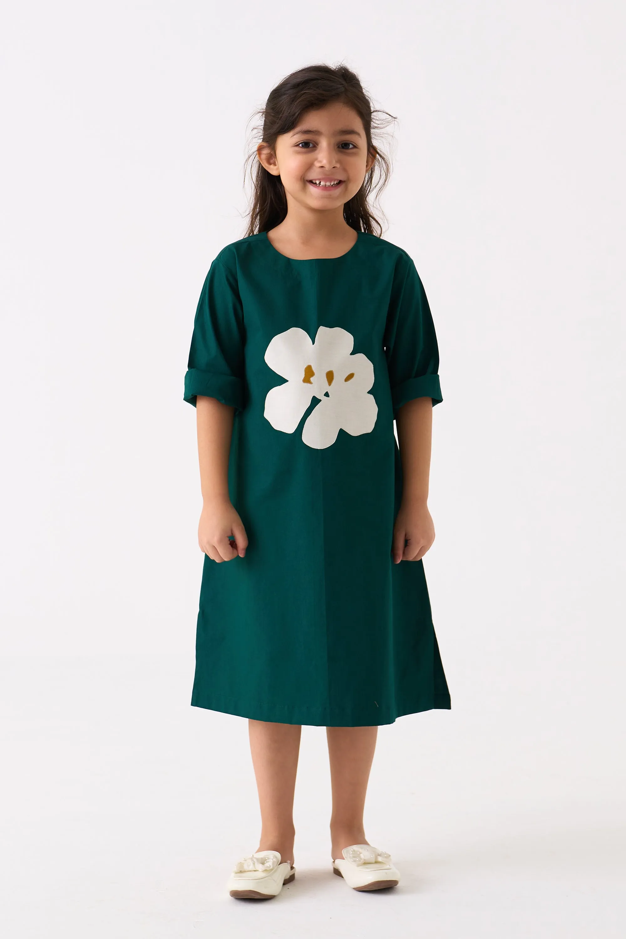 FLORAL APPLIQUE DRESS