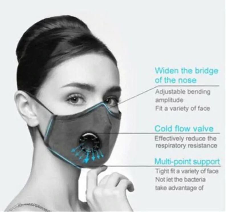 FM2108BV  Light Blue Reusable Face PM2.5 Mask with Moisture Valve