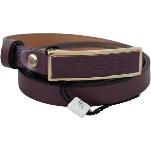 GF Ferre Elegant Maroon Leather Belt with Gold-Tone Buckle