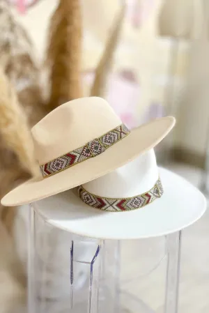 H3177 Beaded Band Felt Fedora Hat