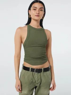 Halter Neck Ribbed Cropped Top