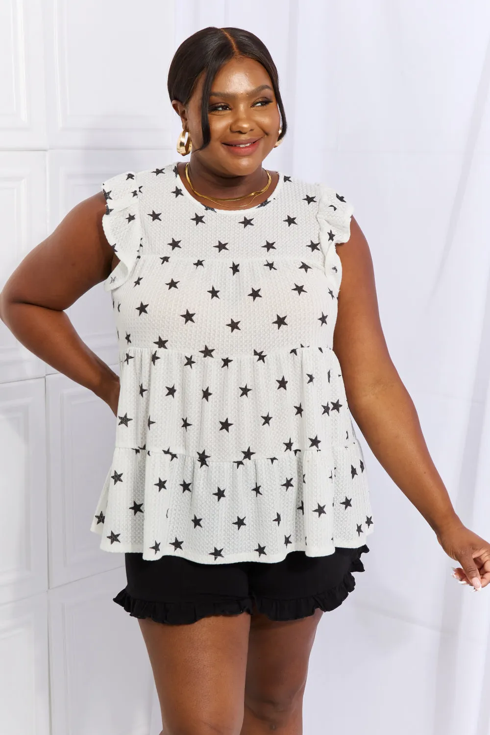 Heimish Shine Bright Butterfly Sleeve Star Print Top