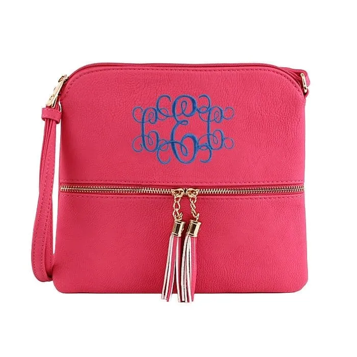 HY2038A Monogrammable Fashion Crossbody Bag With Tassel