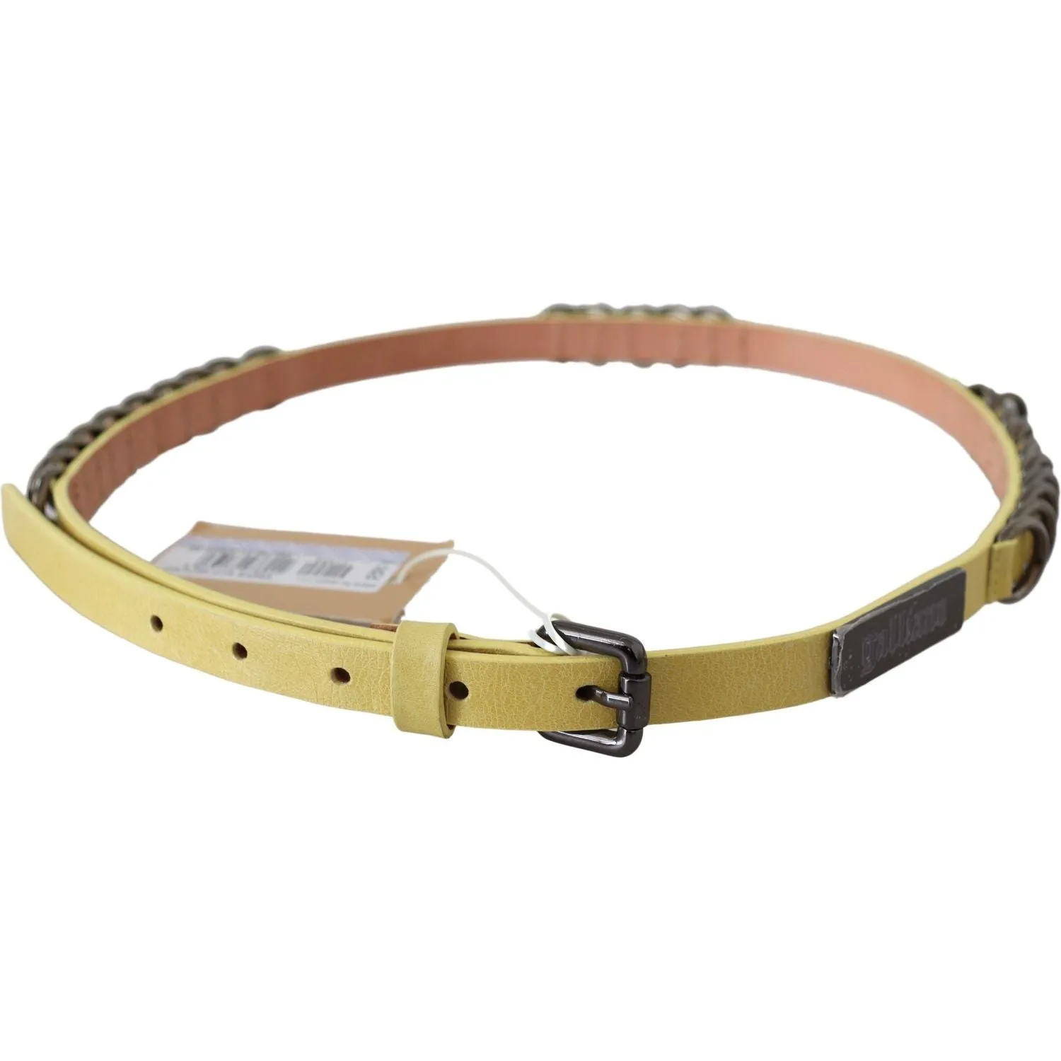 John Galliano Chic Yellow Leather Skinny Belt