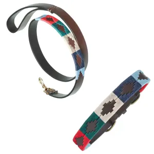 Leather Dog Collar & Lead - Multi by Pampeano