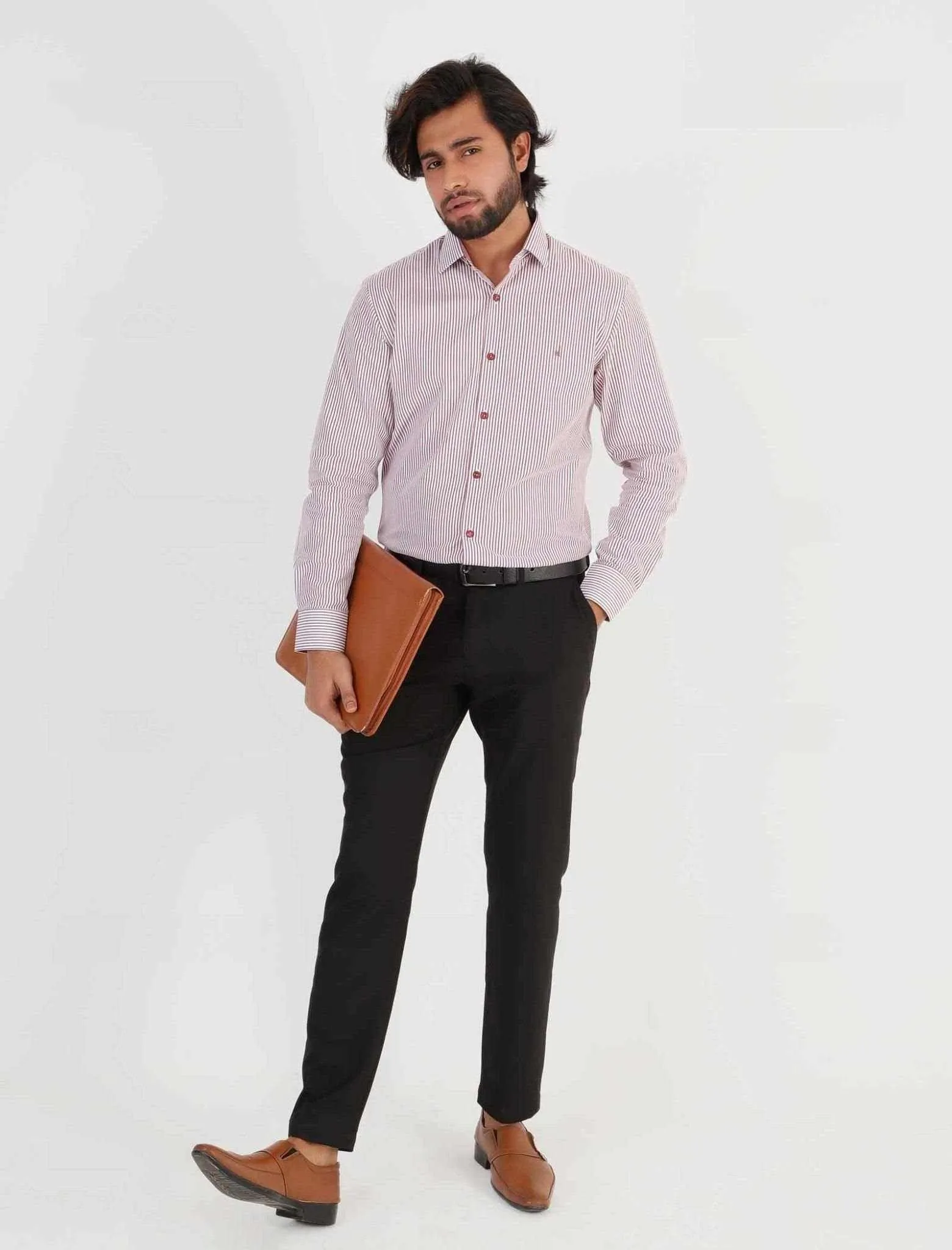 Maroon Stripe Formal Shirt