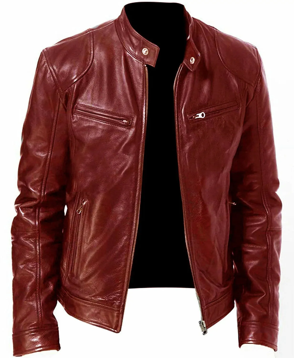 Men's Leather Trench Coat for Men for the Winter Overcoat Male Leon Kennedy Motorcycle Clothing Biker Leather Jacket