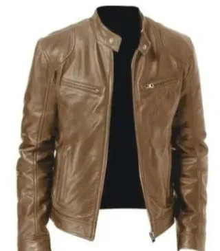 Men's Leather Trench Coat for Men for the Winter Overcoat Male Leon Kennedy Motorcycle Clothing Biker Leather Jacket