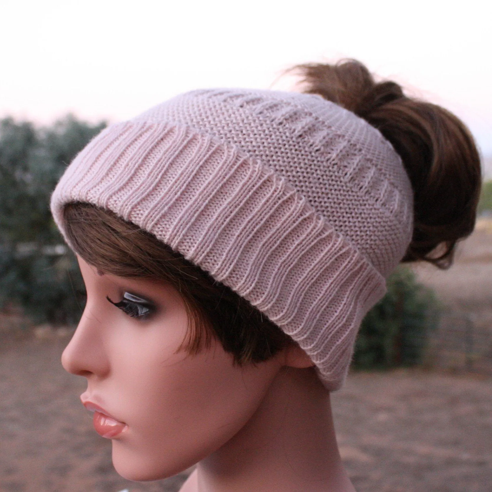 Messy Bun Alpaca Hat