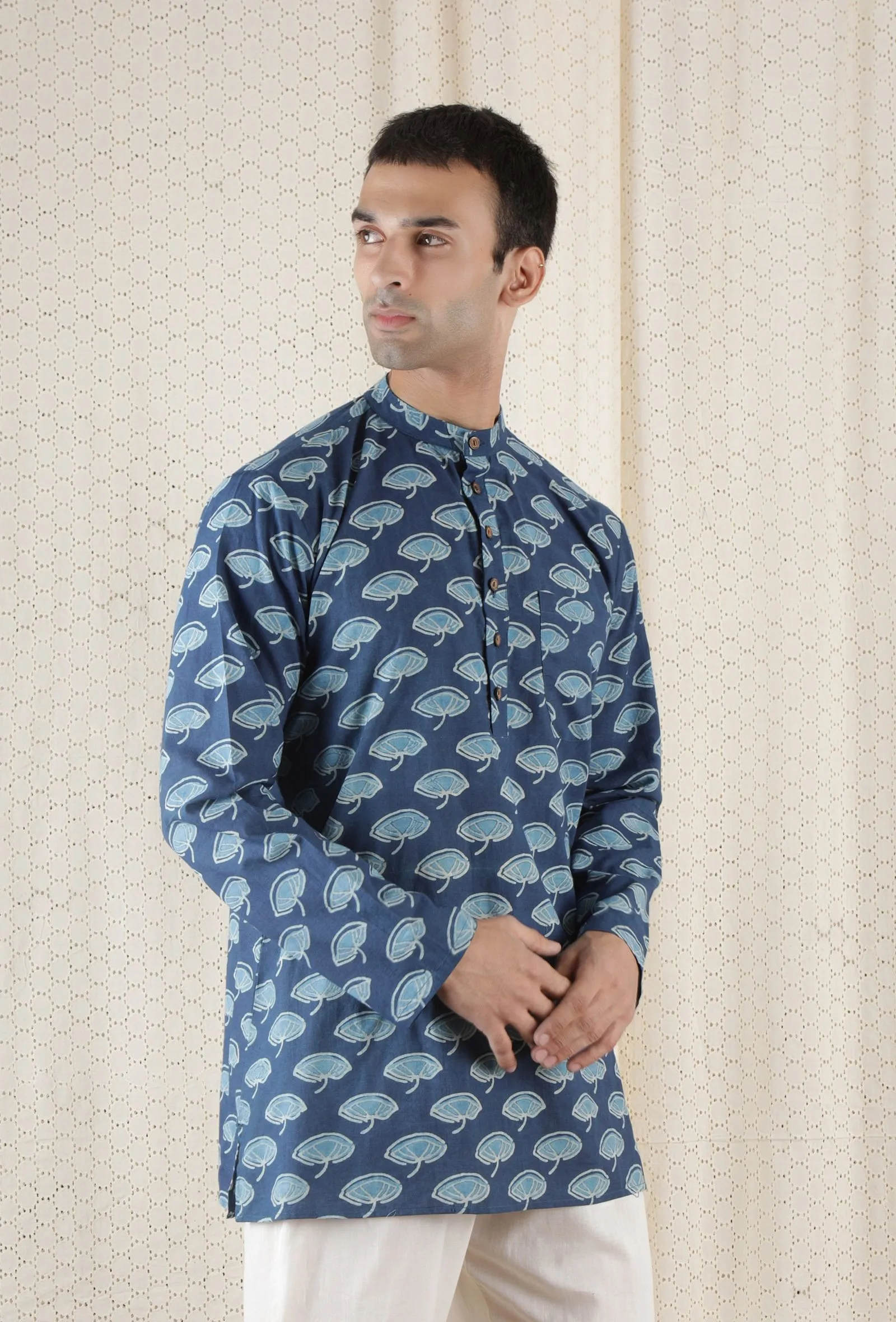 Nabhas Cotton Indigo Short Kurta