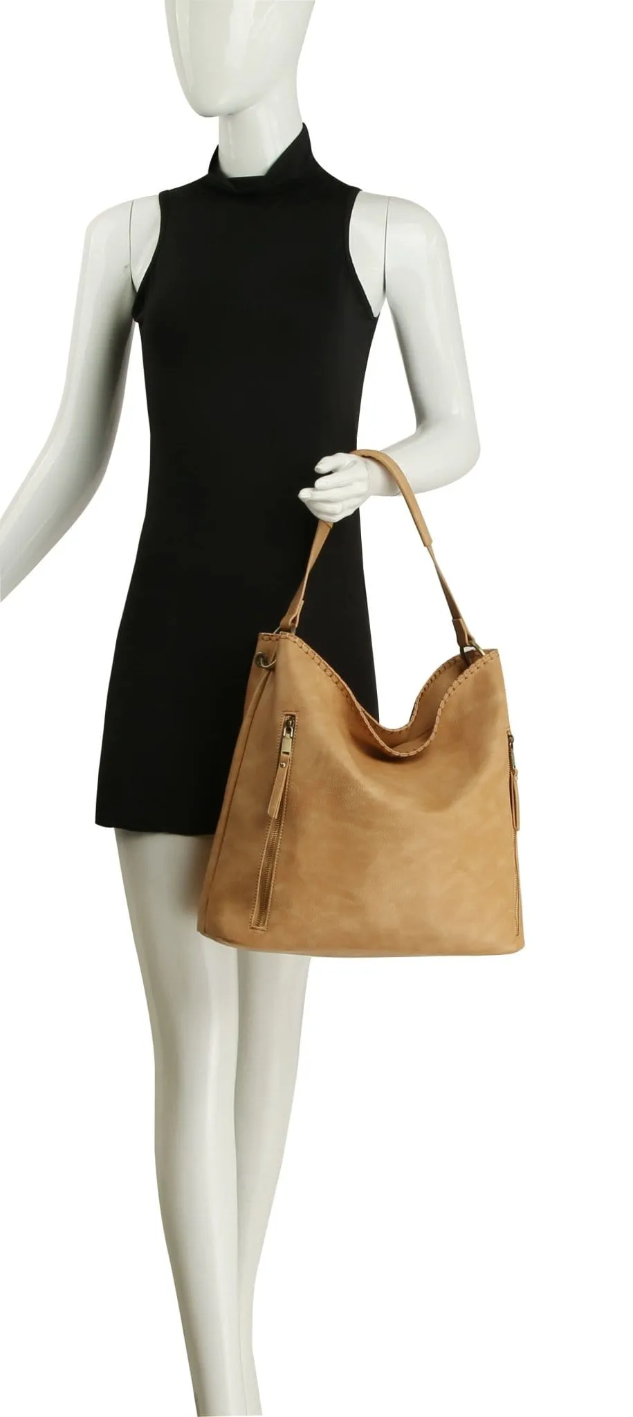 QFM0078 Stacy 2-in-1 Vegan Leather Hobo bag w/Guitar strap