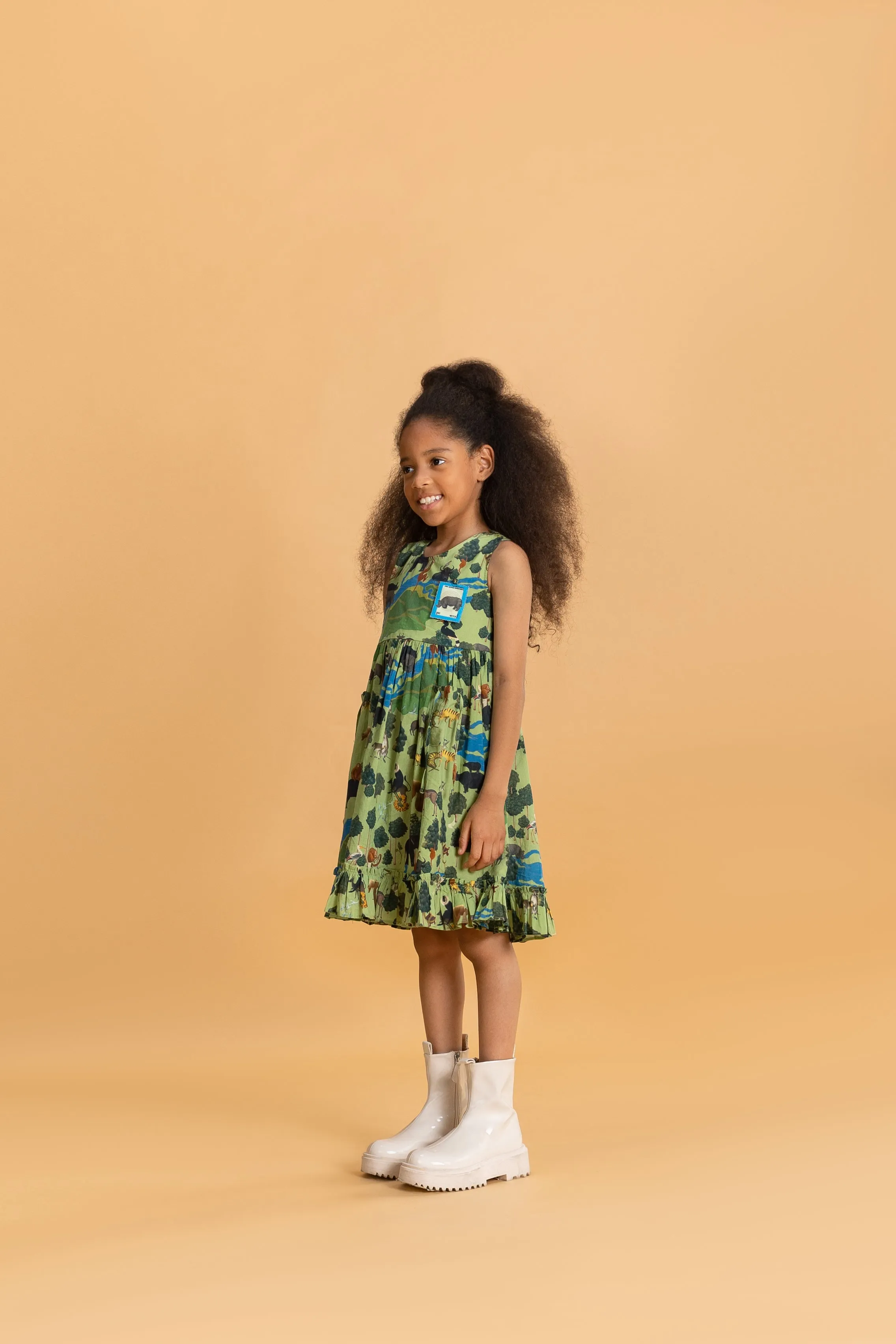 Sage Green Kaziranga National Park Ruffle Dress