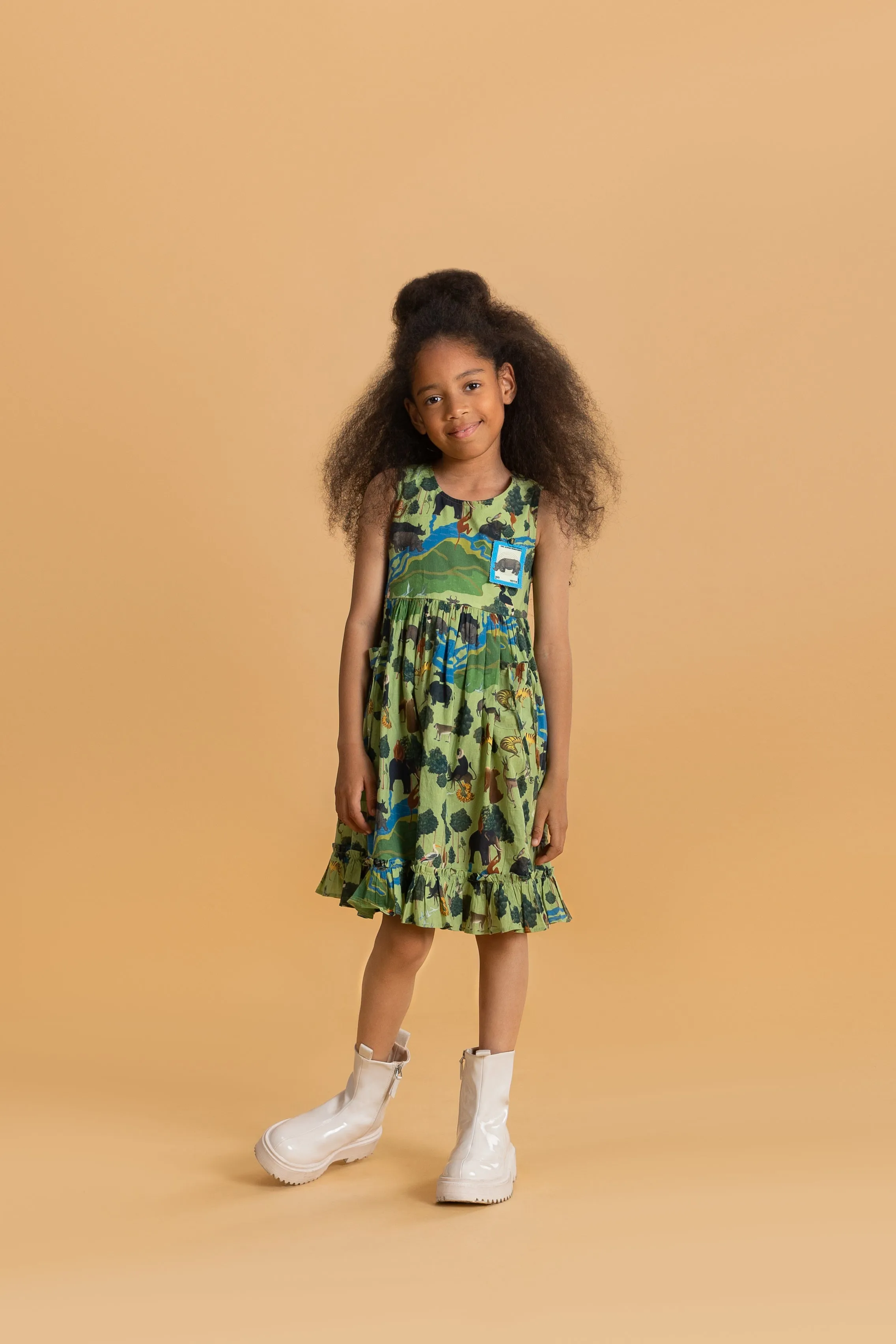 Sage Green Kaziranga National Park Ruffle Dress