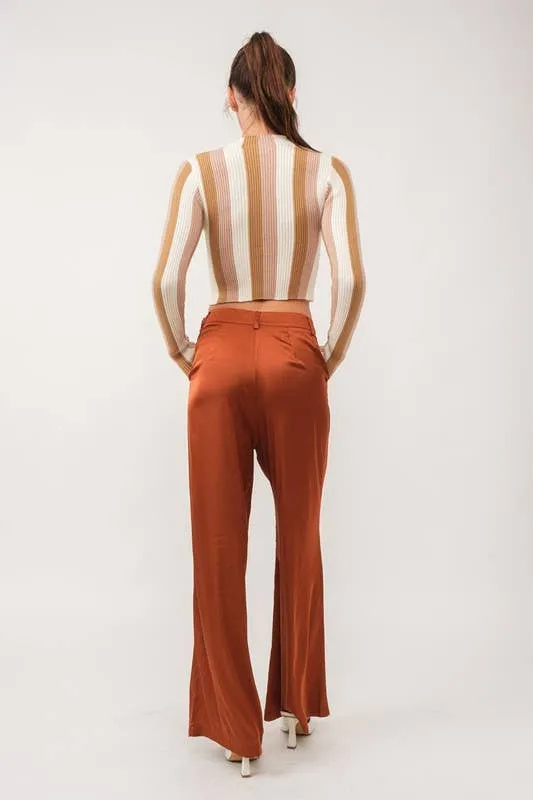 Satin Wide Pants - Cafe