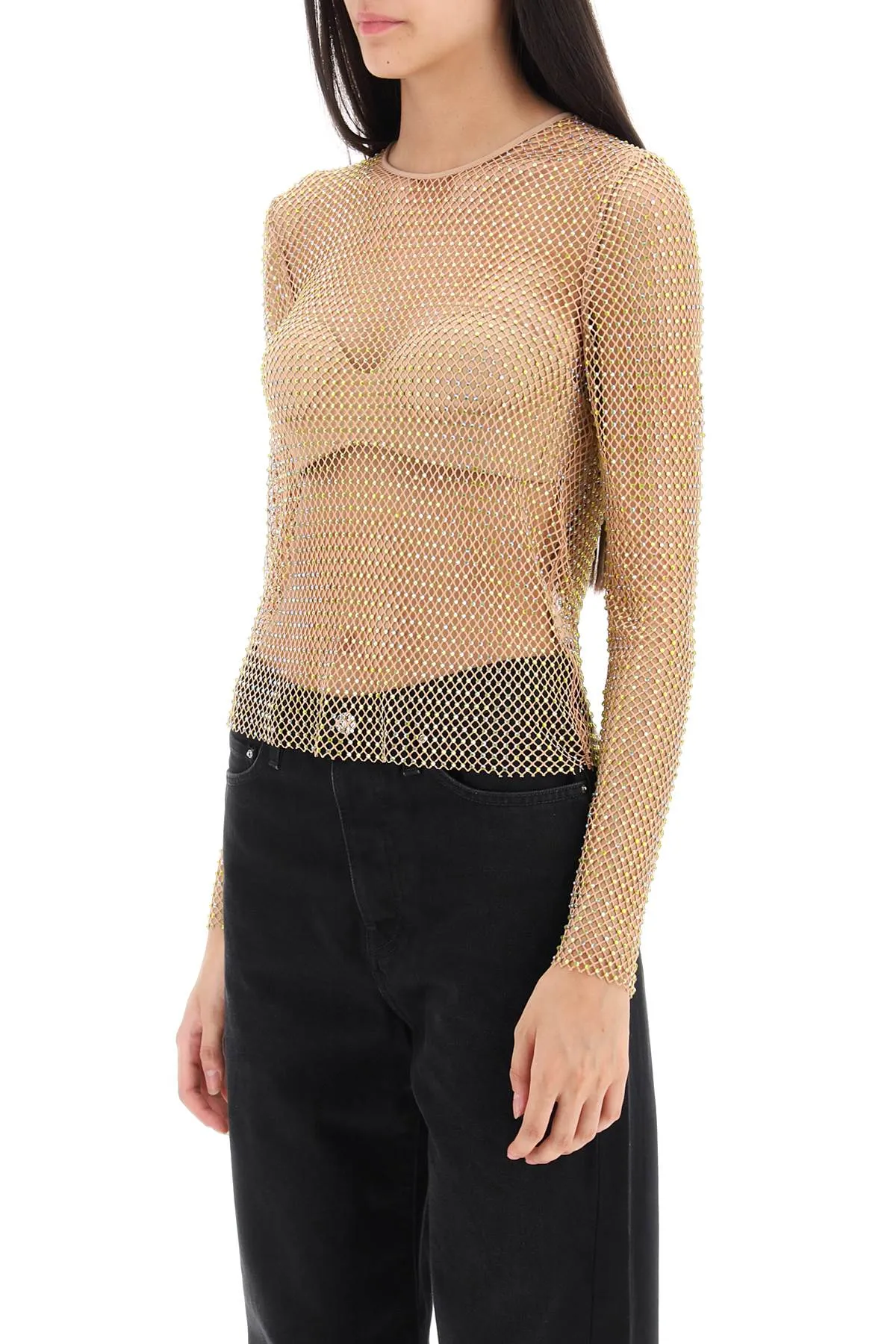 Self portrait rhinestone fishnet top