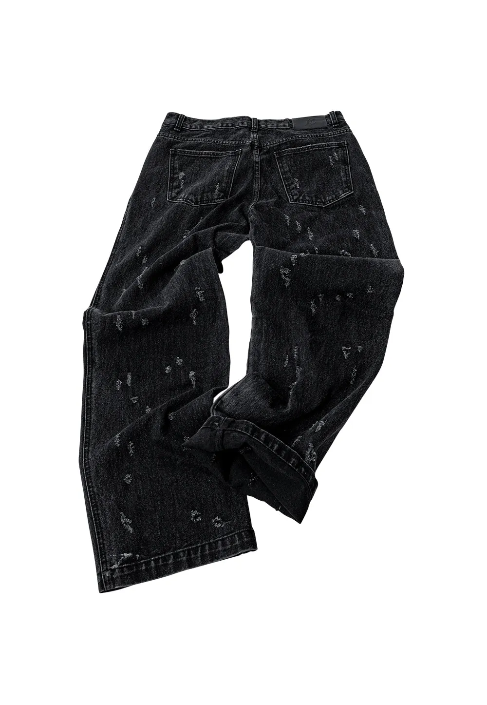 Slug damage denim pants black