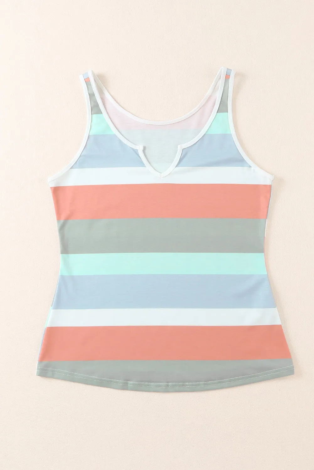 Striped Notched Neck Tank