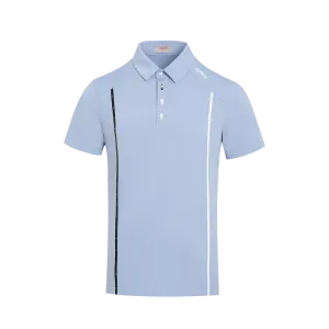 SVG Golf Men's Haze Blue Stripe Print Short Sleeve Polo Shirt