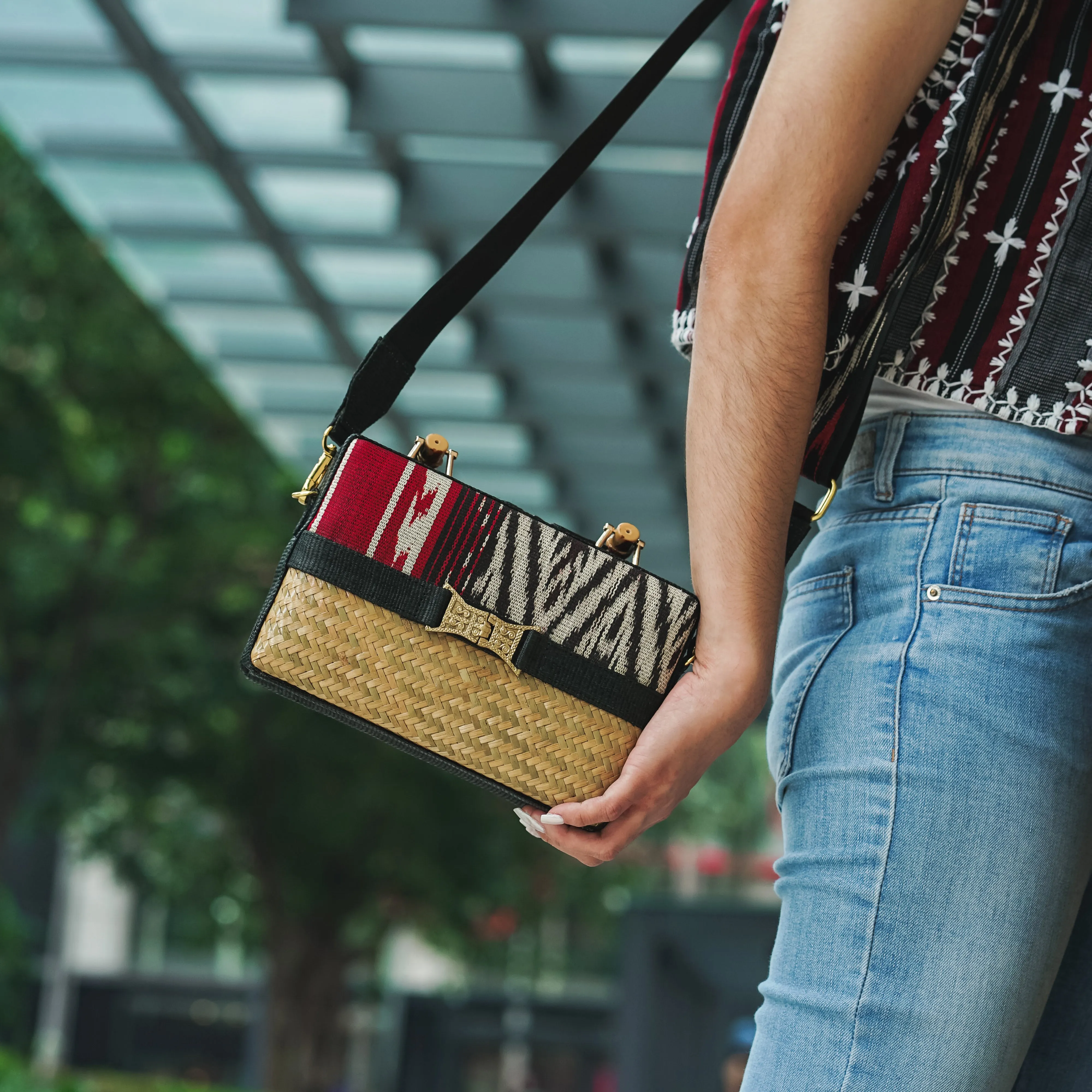 T'nalak Sling Bag w/ Basket Weave & Bamboo