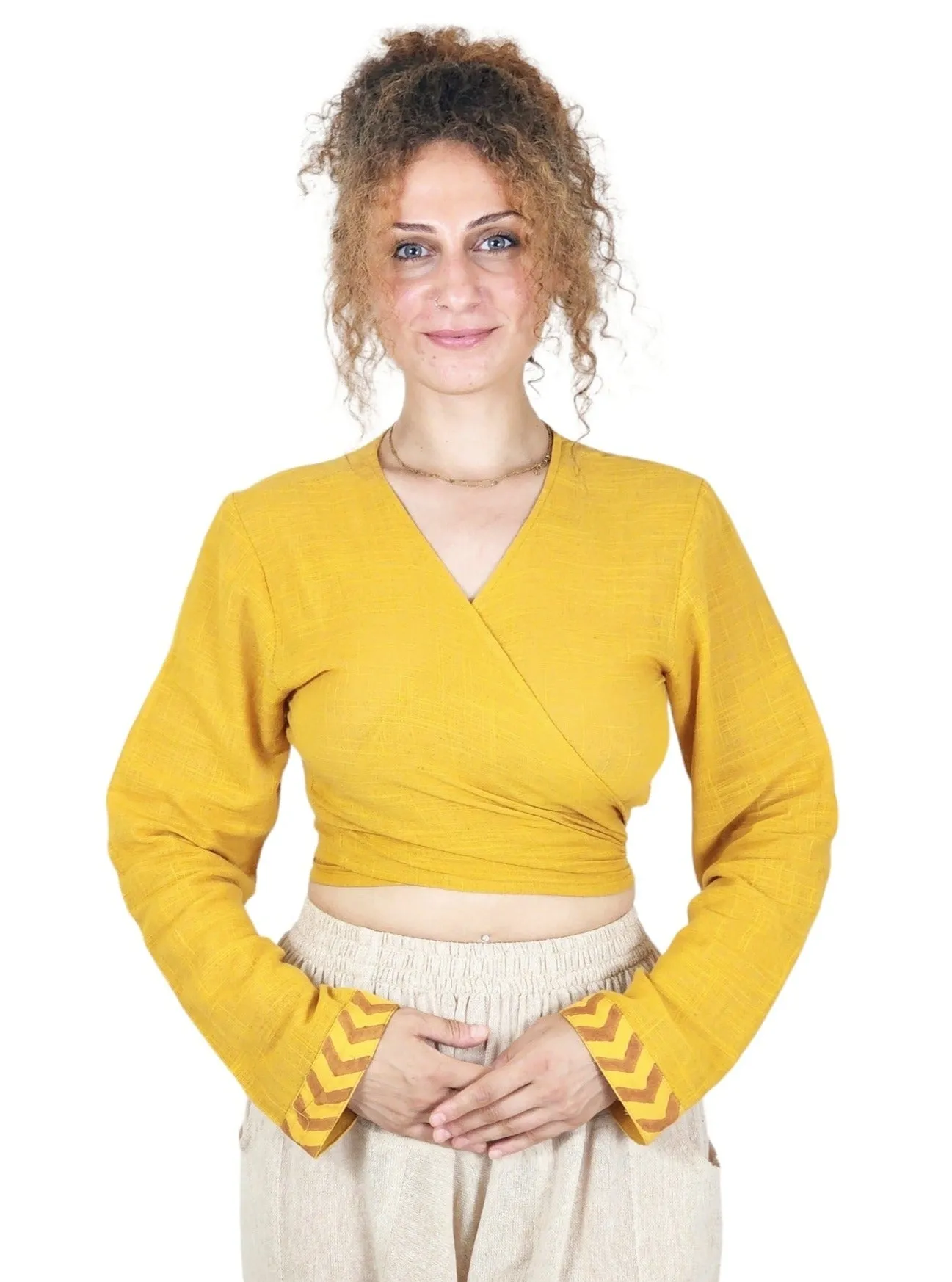 Turmeric Long Sleeve Wrap Top