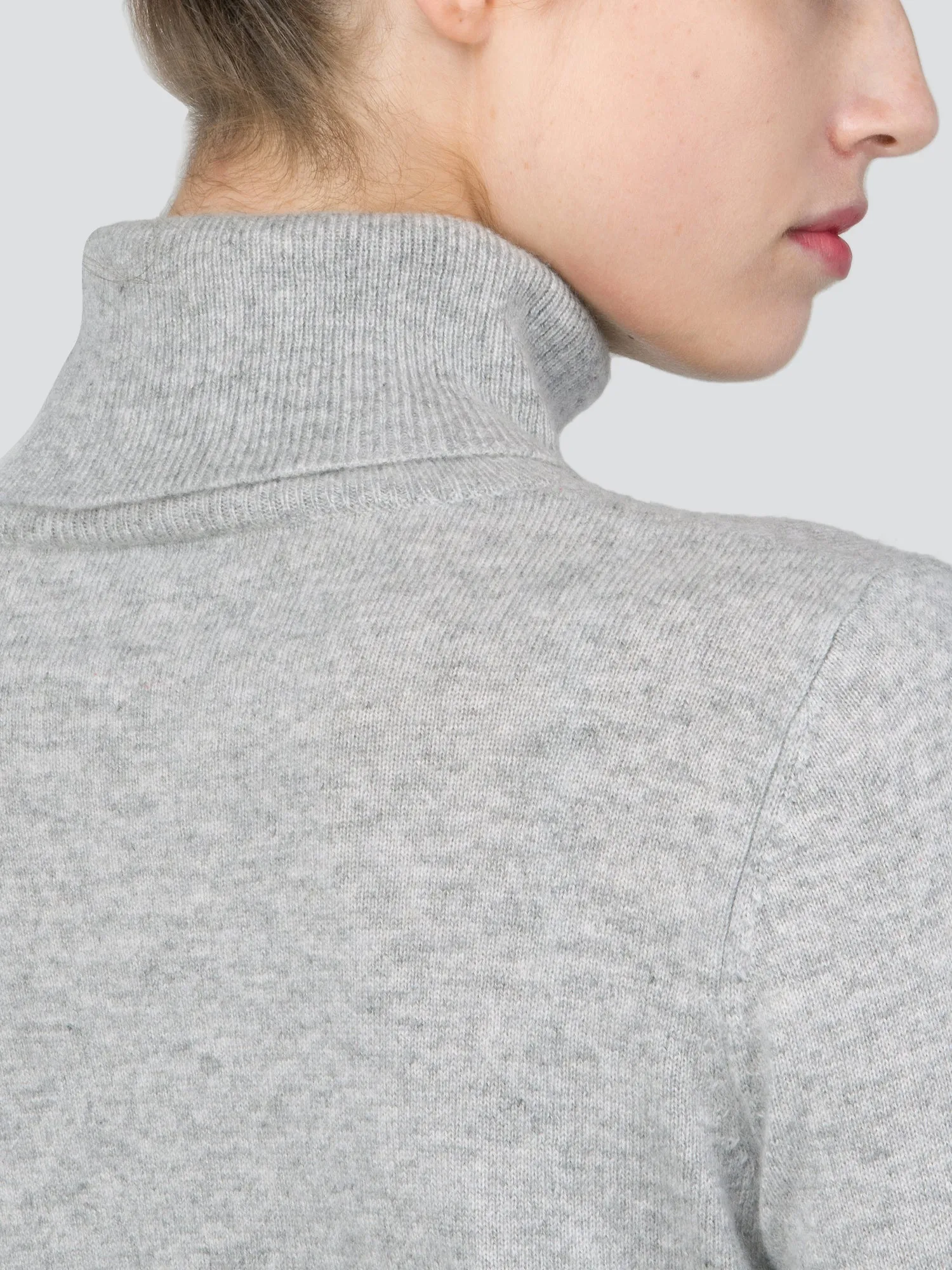 Turtleneck Slimfit Sweater_CB_LightGrey/Coral Pink