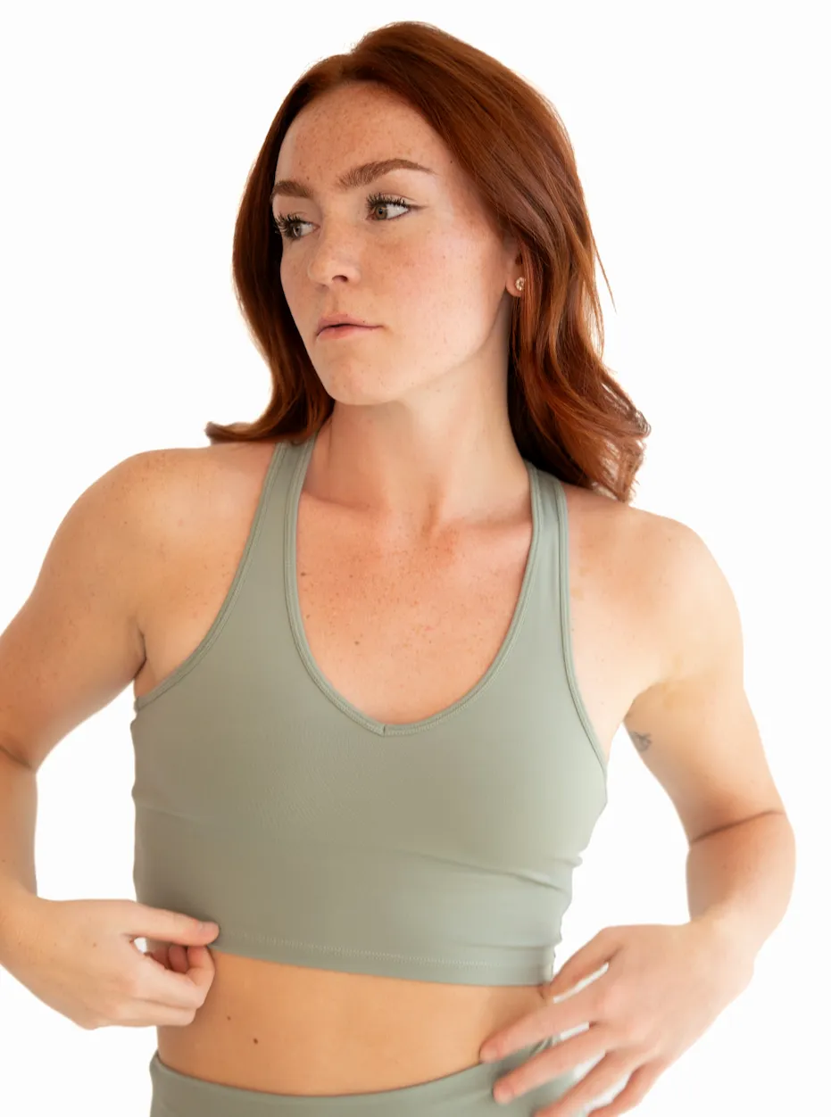 V Neck Bra Top - Dusty Sage