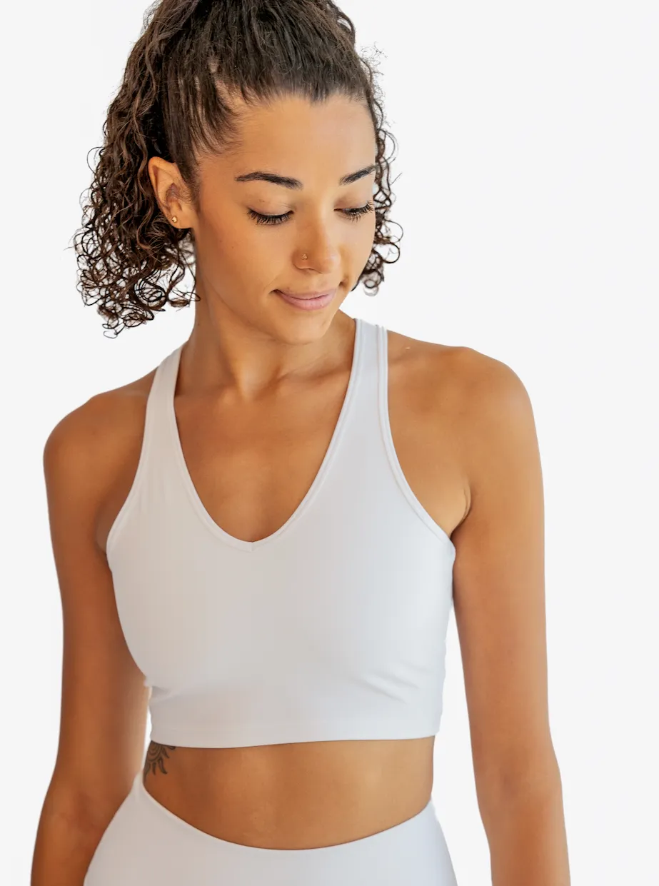 V Neck Bra Top - White