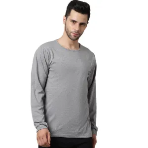 Vimal Jonney Cotton Grey Melange FullSleeve T-Shirt For Men