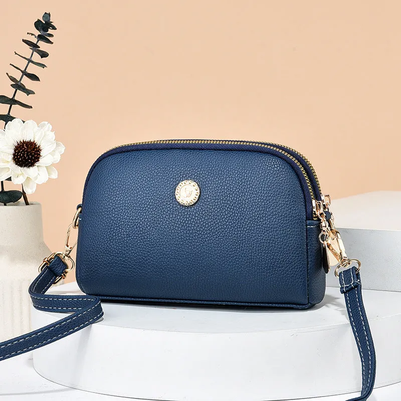 Wholesale  The New Patchwork and Versatile Fashion Trend Double Zip Crossbody Shoulder Bag