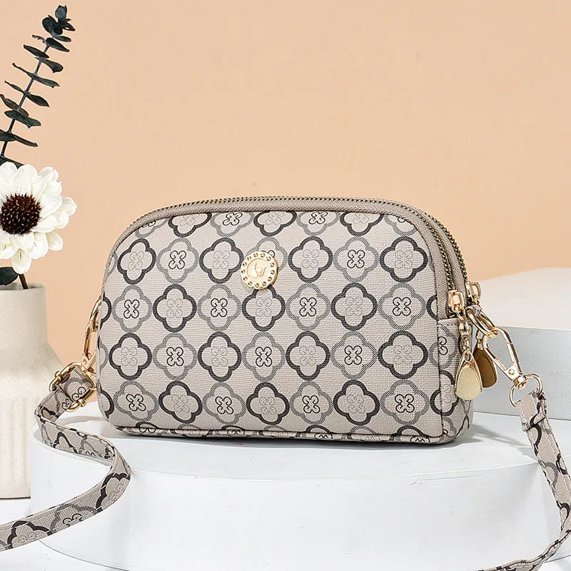 Wholesale  The New Patchwork and Versatile Fashion Trend Double Zip Crossbody Shoulder Bag