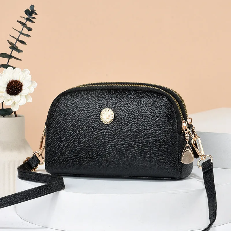 Wholesale  The New Patchwork and Versatile Fashion Trend Double Zip Crossbody Shoulder Bag