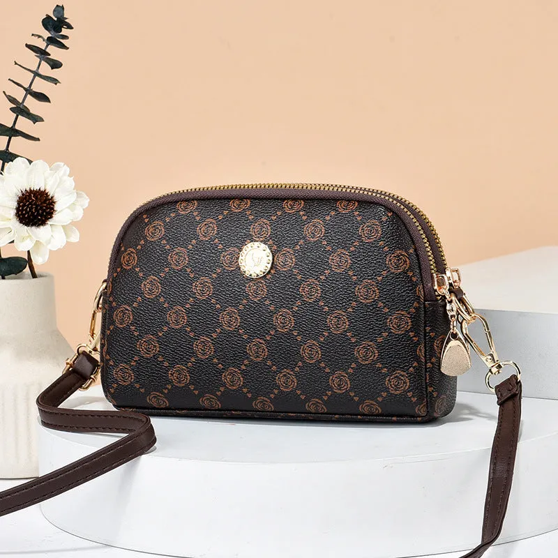 Wholesale  The New Patchwork and Versatile Fashion Trend Double Zip Crossbody Shoulder Bag