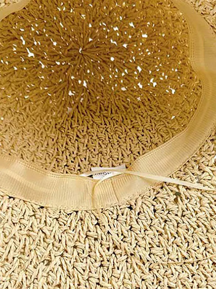 Women Summer Artsy Bowknot Straw Knitted Sun Hat