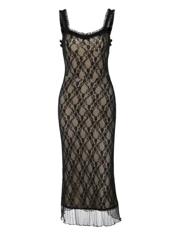 Women’s New Sexy Lace Detailed Chest Bow Sling Dress